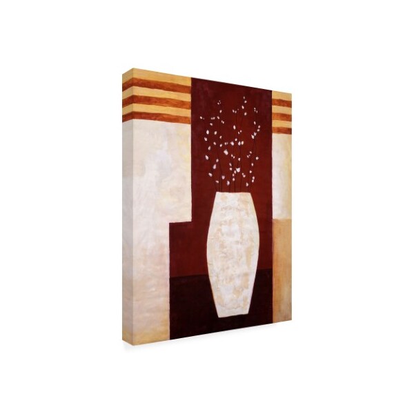 Pablo Esteban 'Thick White Vase And Flowers' Canvas Art,35x47